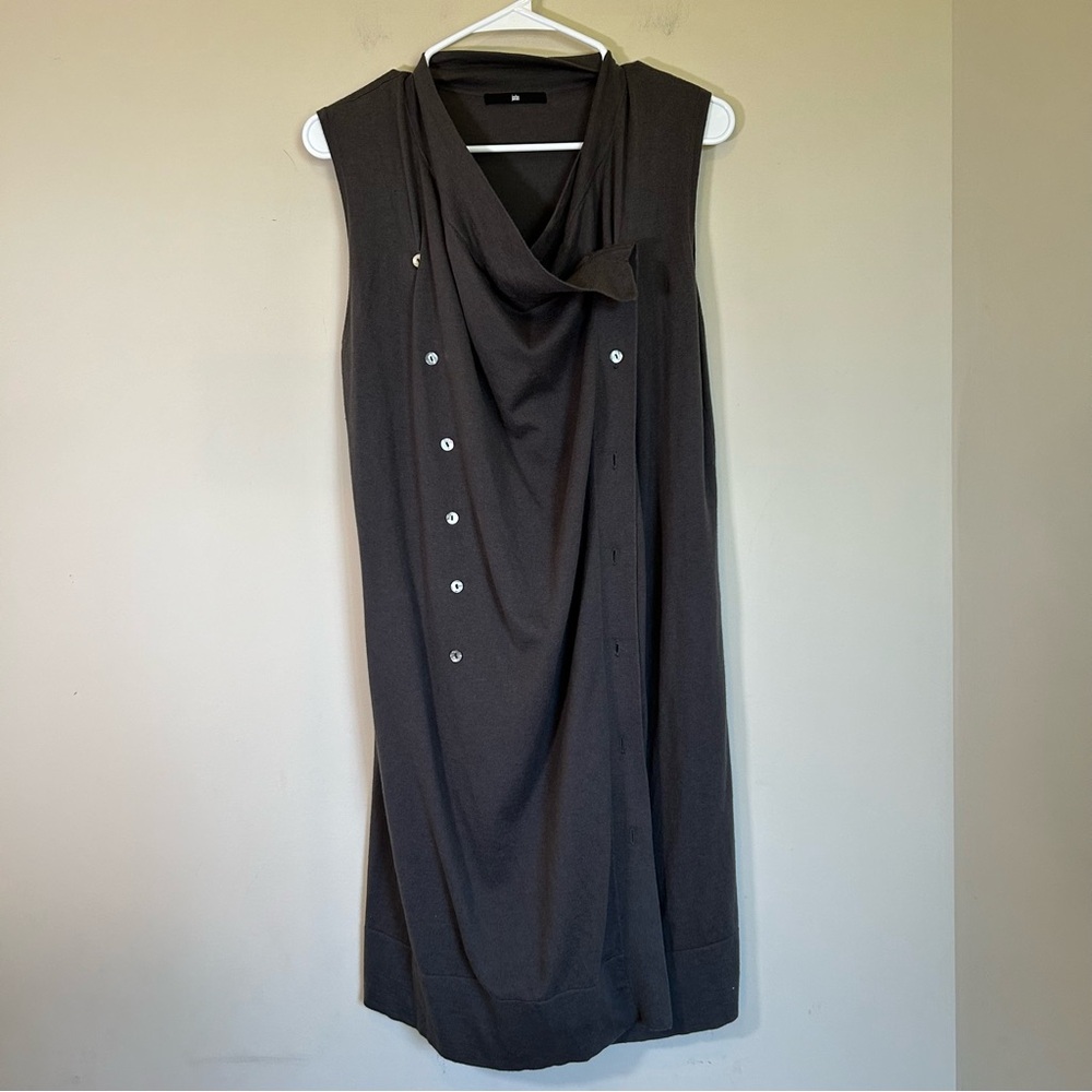 Jarbo Sleeveless Wrap Tunic Women's 40 Button‎ closure Gray